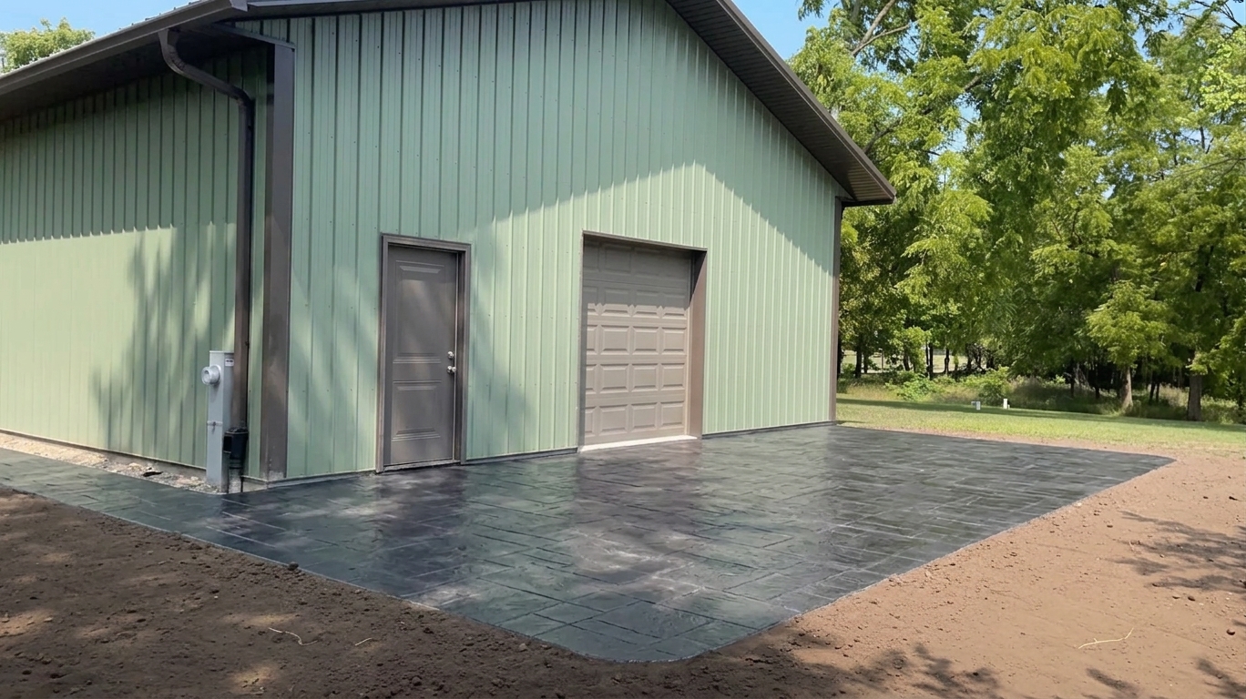 Stamped concrete pad by BJ Construction